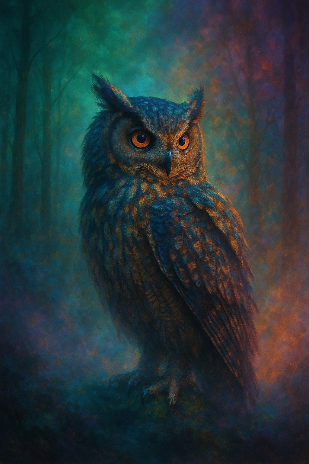 Owl in a Mystical Forest